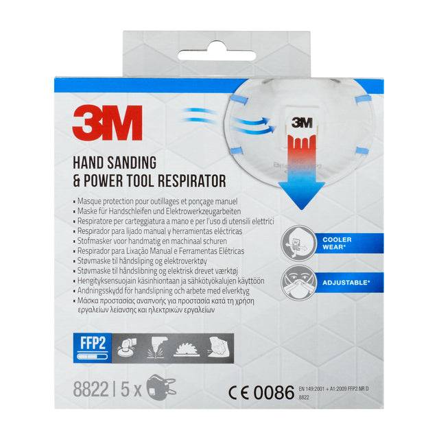 3M Maske für Hand- und Maschinenschleifen 8822 - FFP2 - Halbmasken-Atemgerät - Luftreinigendes Atemgerät - FFP2 - Konstruktion - Gas & oil - Indust