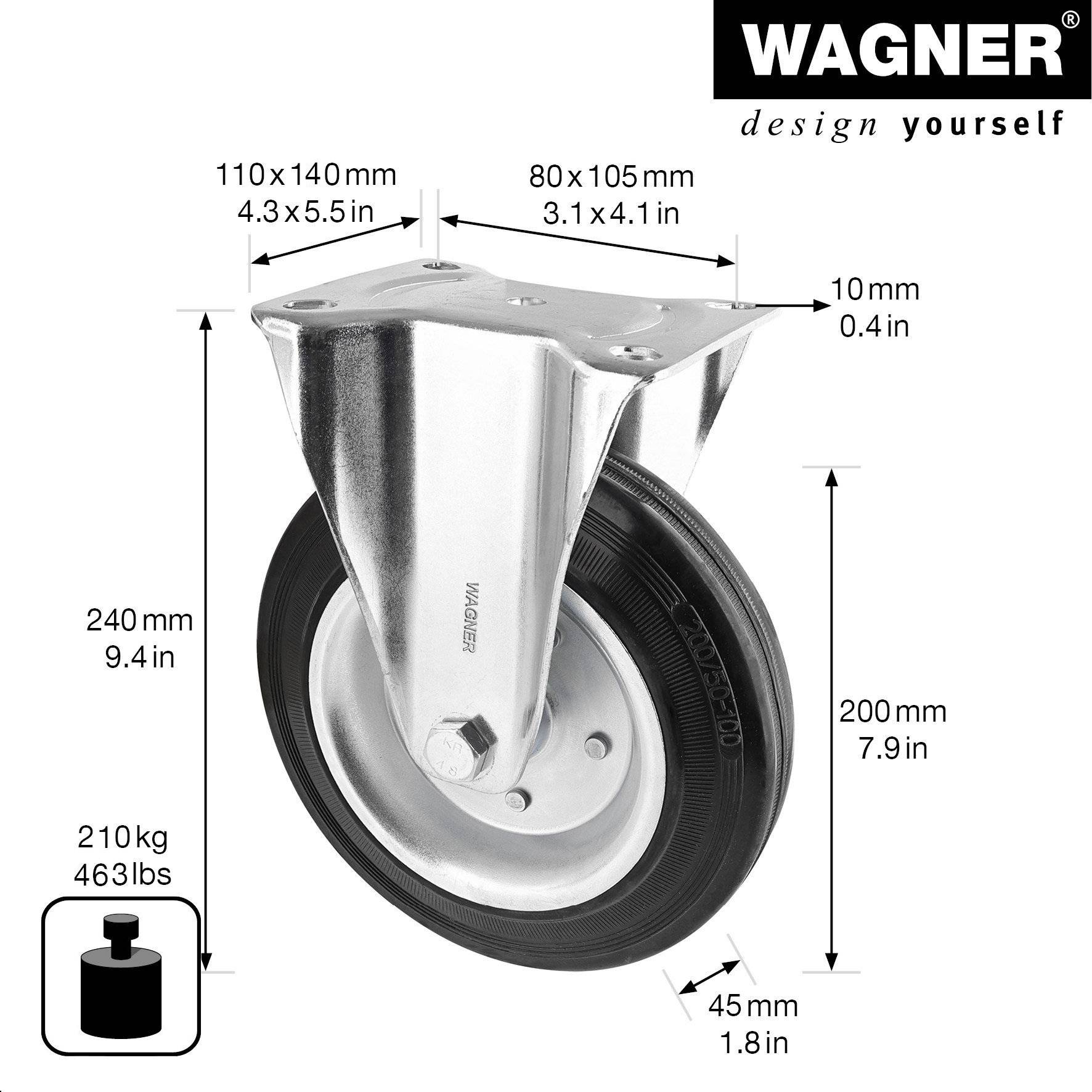 Wagner design yourself Transportgeraete-Bockrolle RO 8200 silber (4820001)