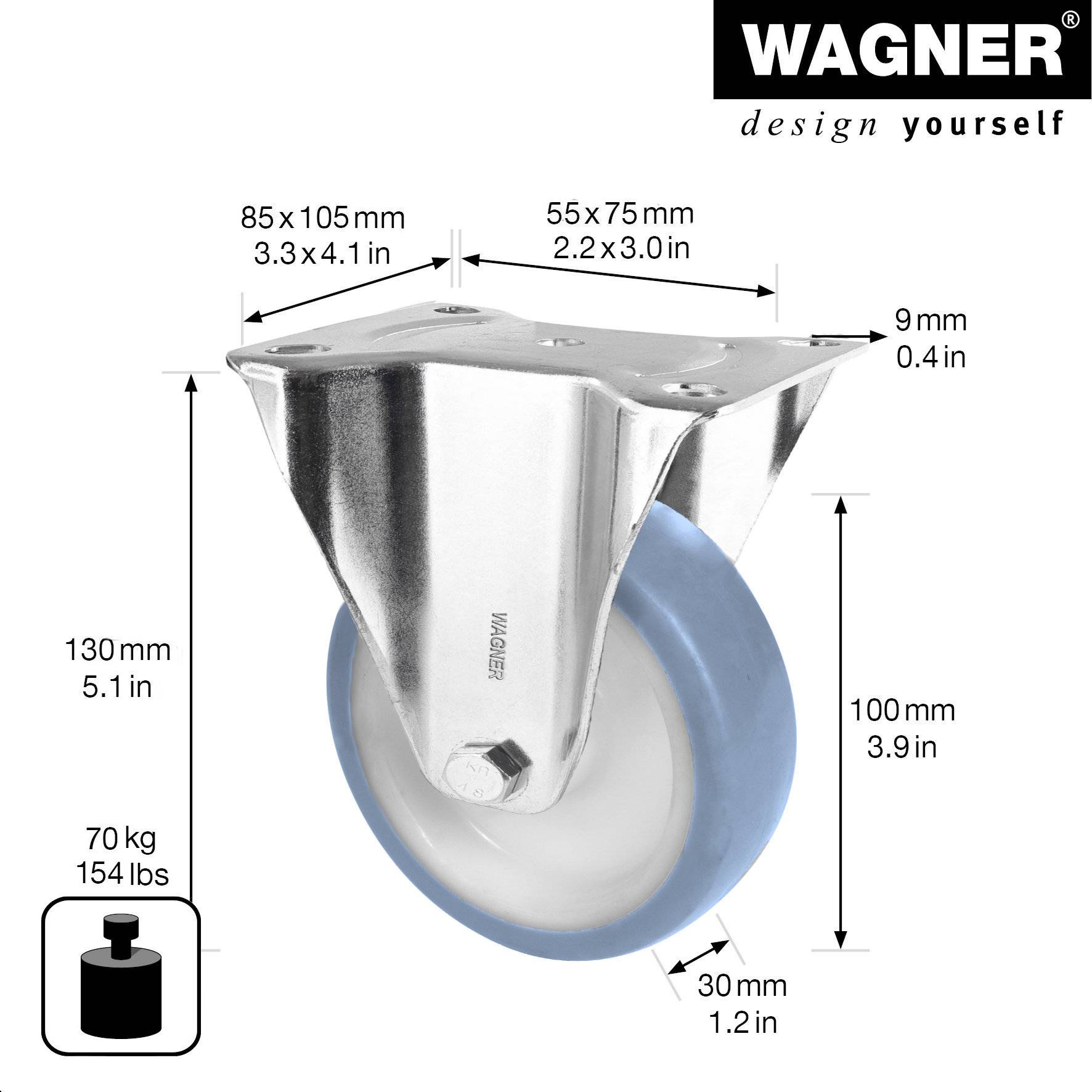 Wagner design yourself Transportgeraete-Bockrolle RO 8600 grau (4860001)