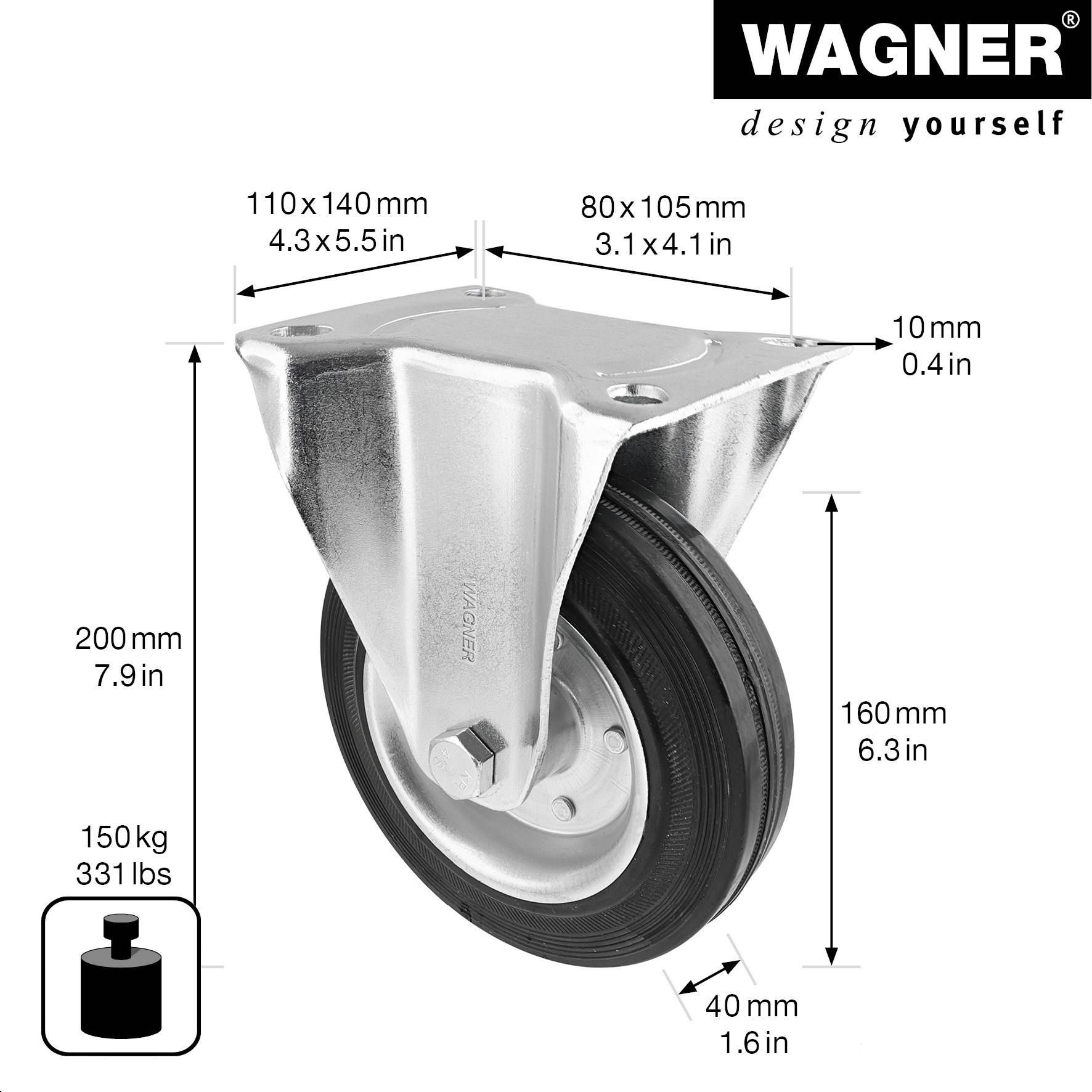 Wagner design yourself Transportgeraete-Bockrolle RO 8180 silber (4816001)