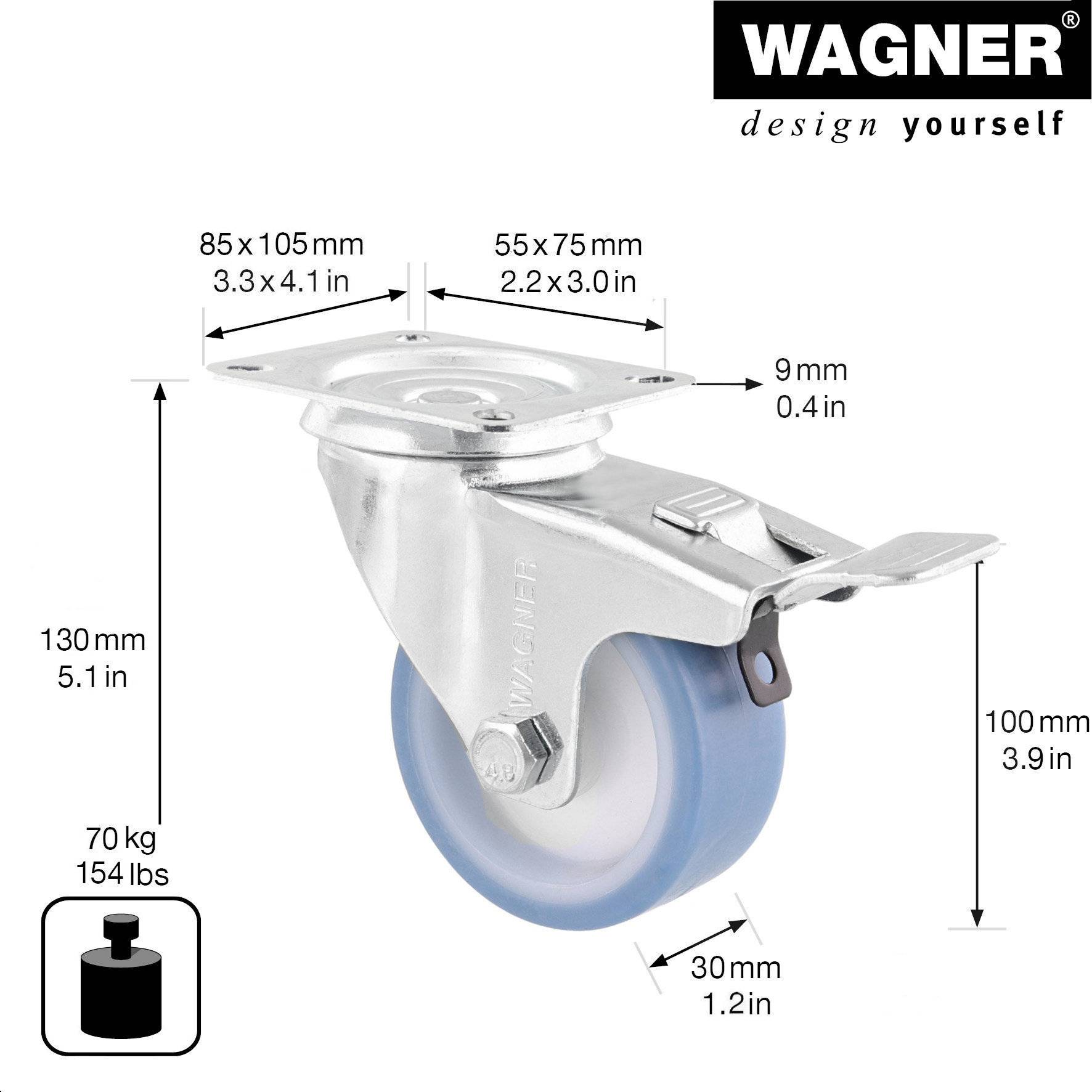 Wagner design yourself Transportgeraete-Lenkrolle RO 7600 grau (4760001)