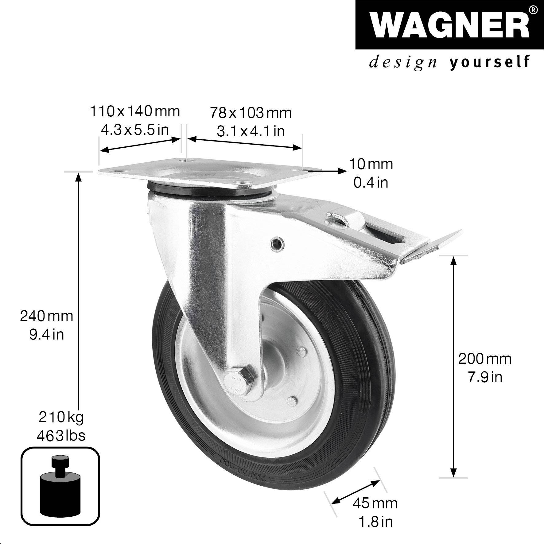Wagner design yourself Transportgeraete-Lenkrolle RO 7200 silber (4720001)