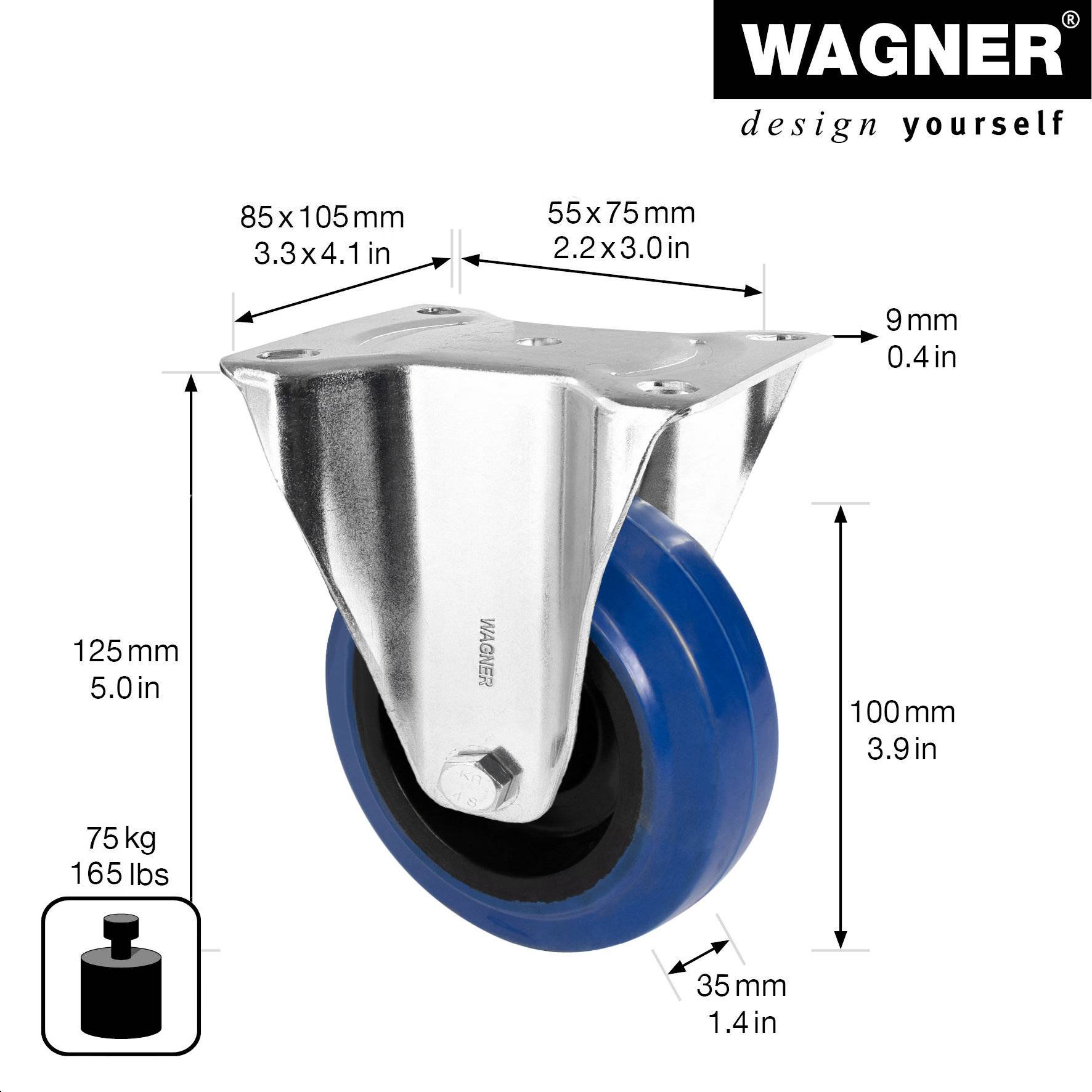 Wagner design yourself Transportgeraete-Bockrolle RO 8700 blau (4870001)