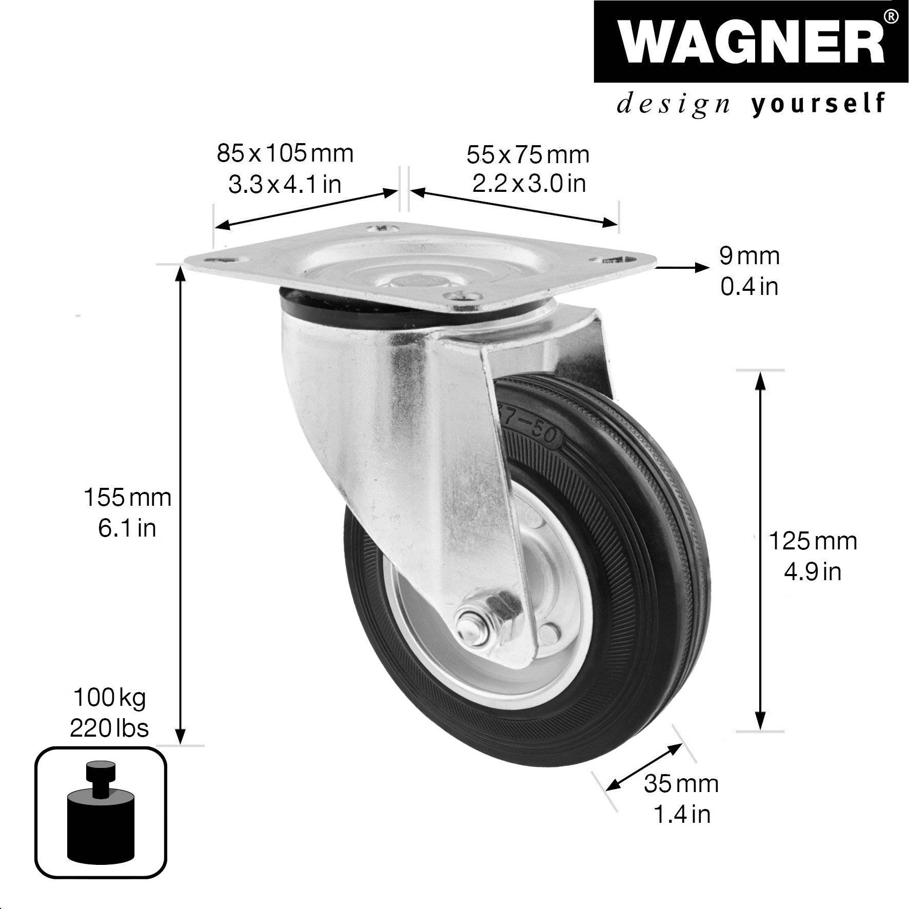 Wagner design yourself Transportgeraete-Lenkrolle RO 6124 silber (4612401)