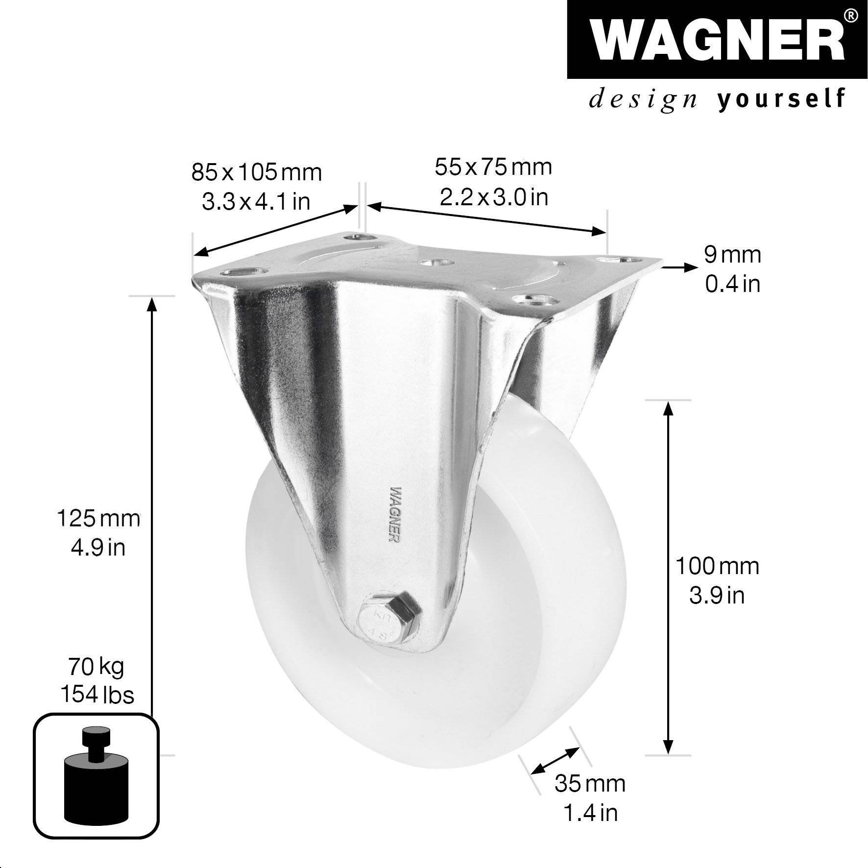Wagner design yourself Transportgeraete-Bockrolle RO 8500 silber (4850001)