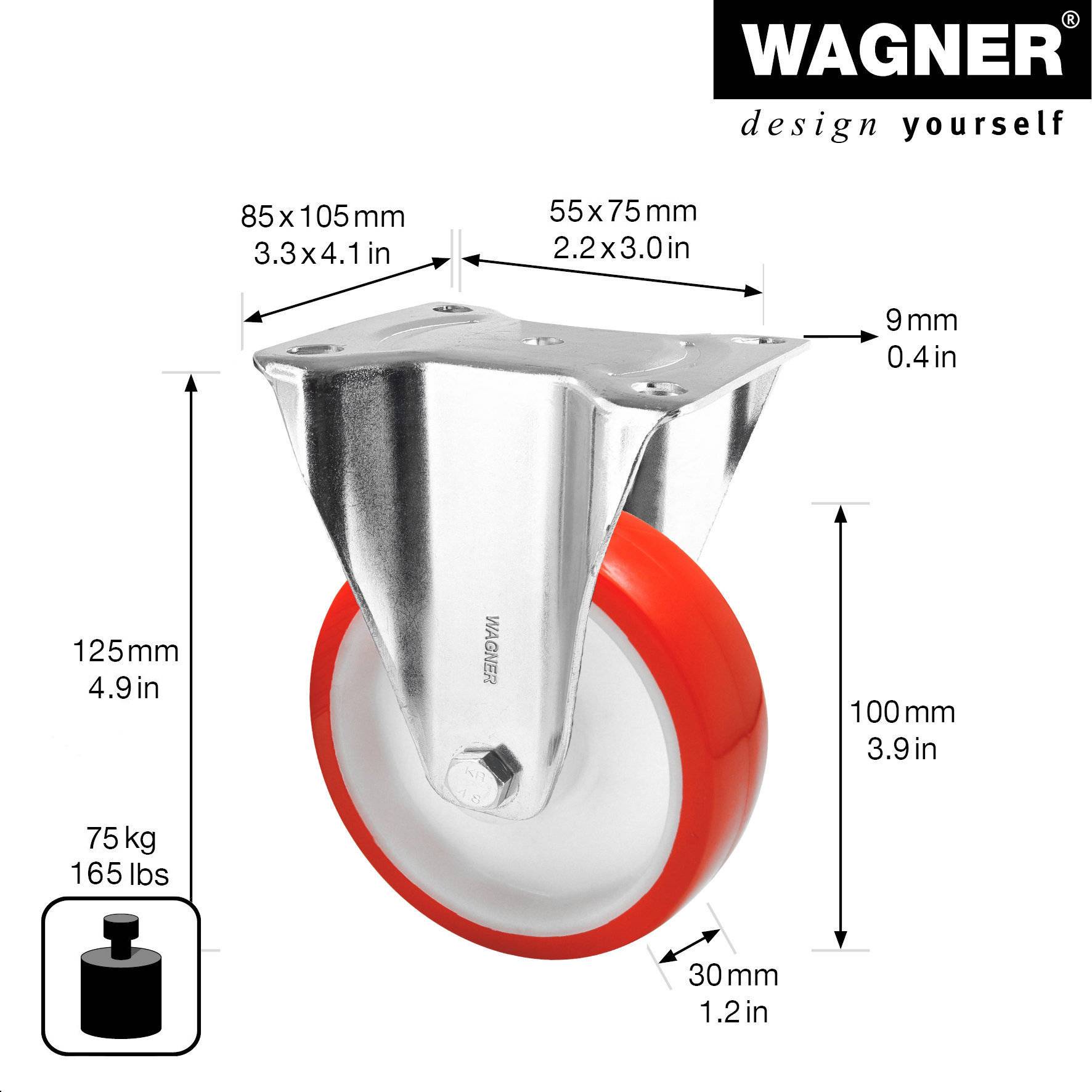 Wagner design yourself Transportgeraete-Bockrolle RO 8800 rot (4880001)
