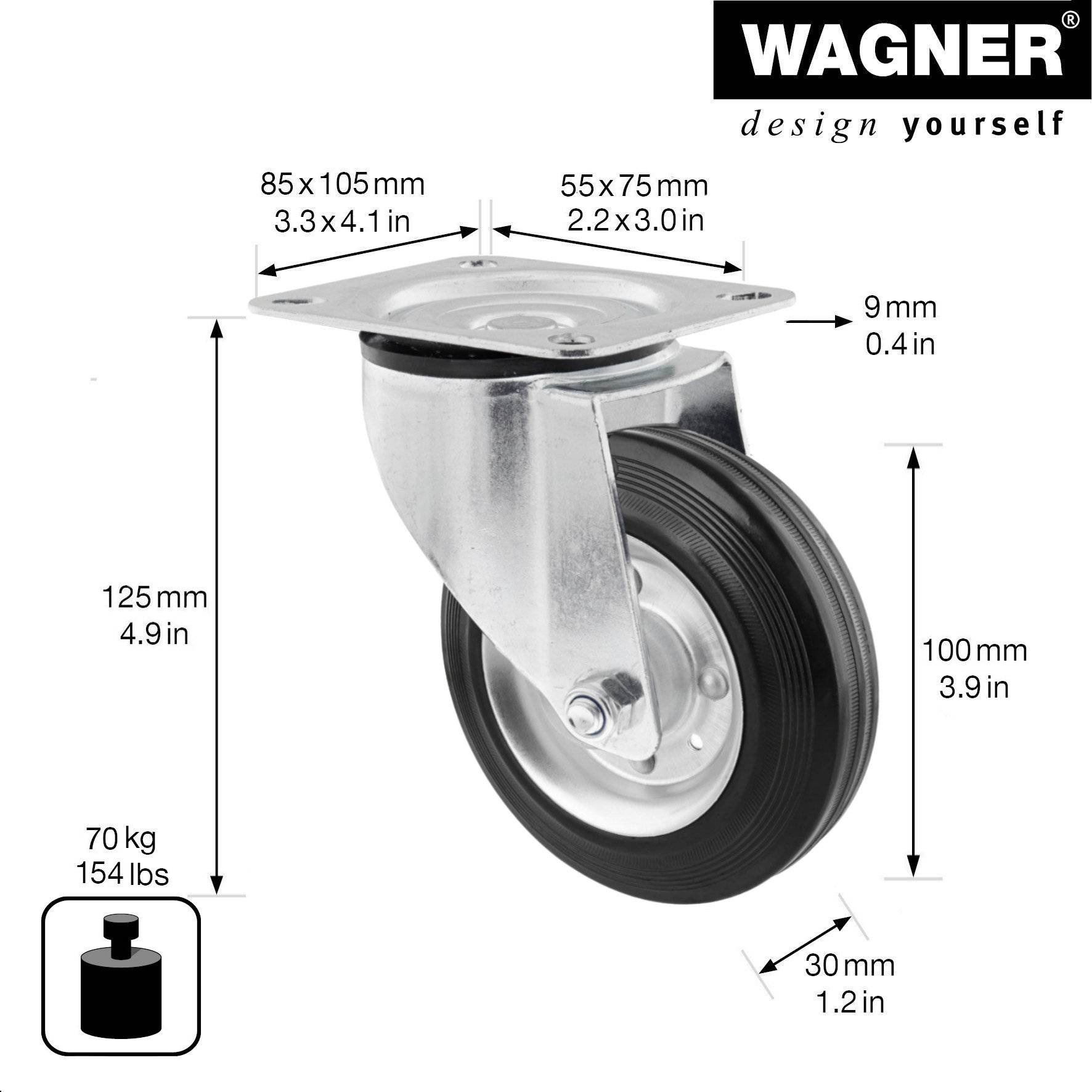Wagner design yourself Transportgeraete-Lenkrolle RO 6104 silber (4610401)