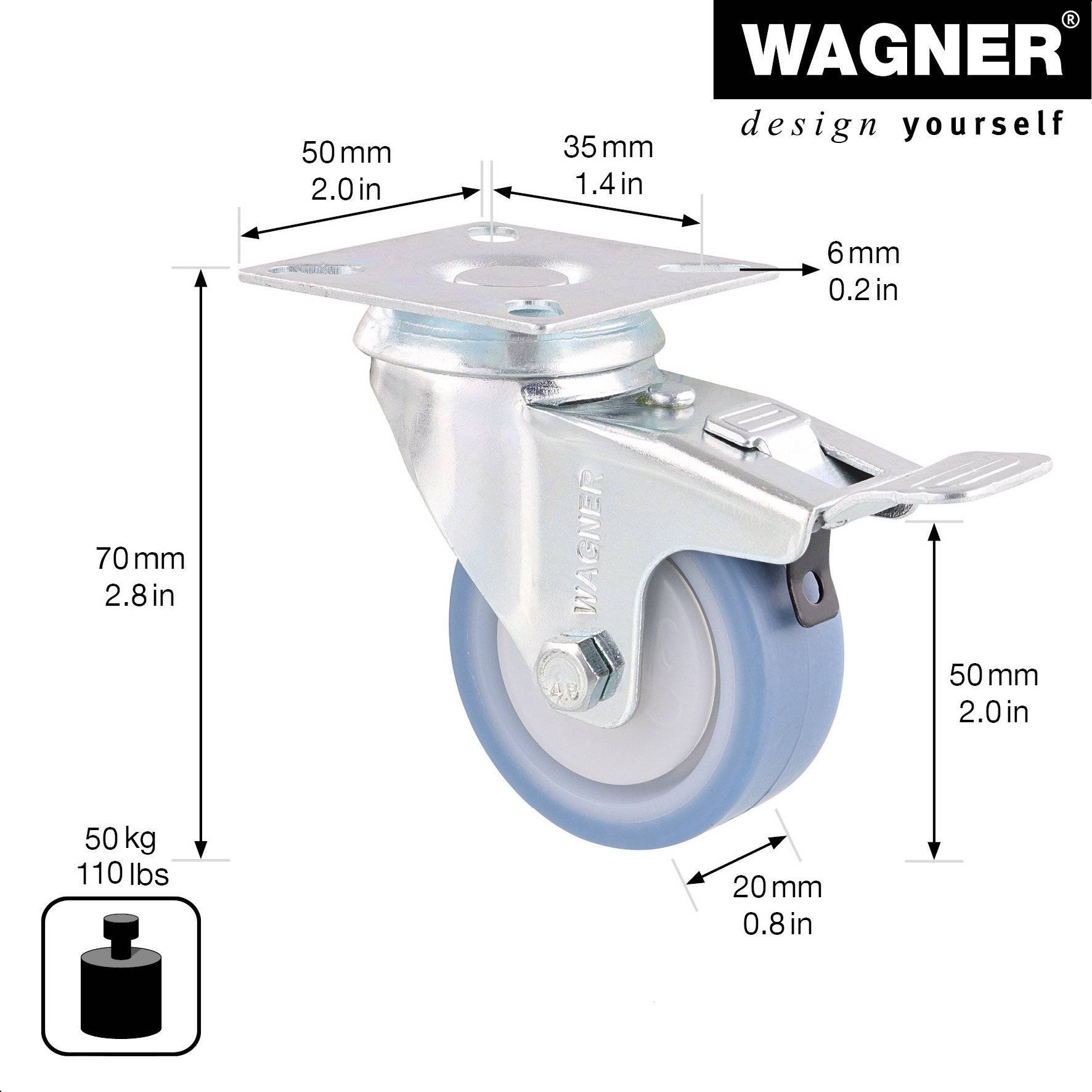 Wagner design yourself Apparate-Lenkrolle RO 3751 grau (3375101)