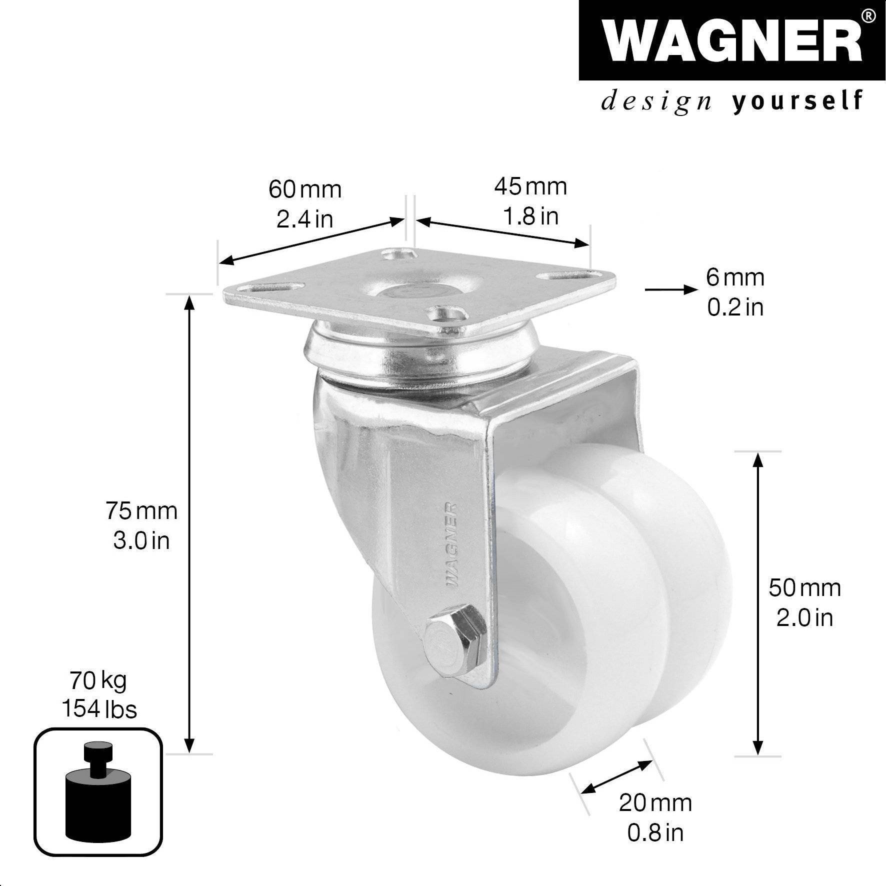 Wagner design yourself Apparate-Doppel-Lenkrolle ECO RO 1252 weiß (3125201)
