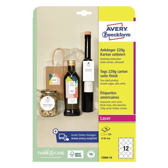 AVERY Zweckform Anhänger, Karton, 220 g/qm, Durchm: 60 mm (72000410)
