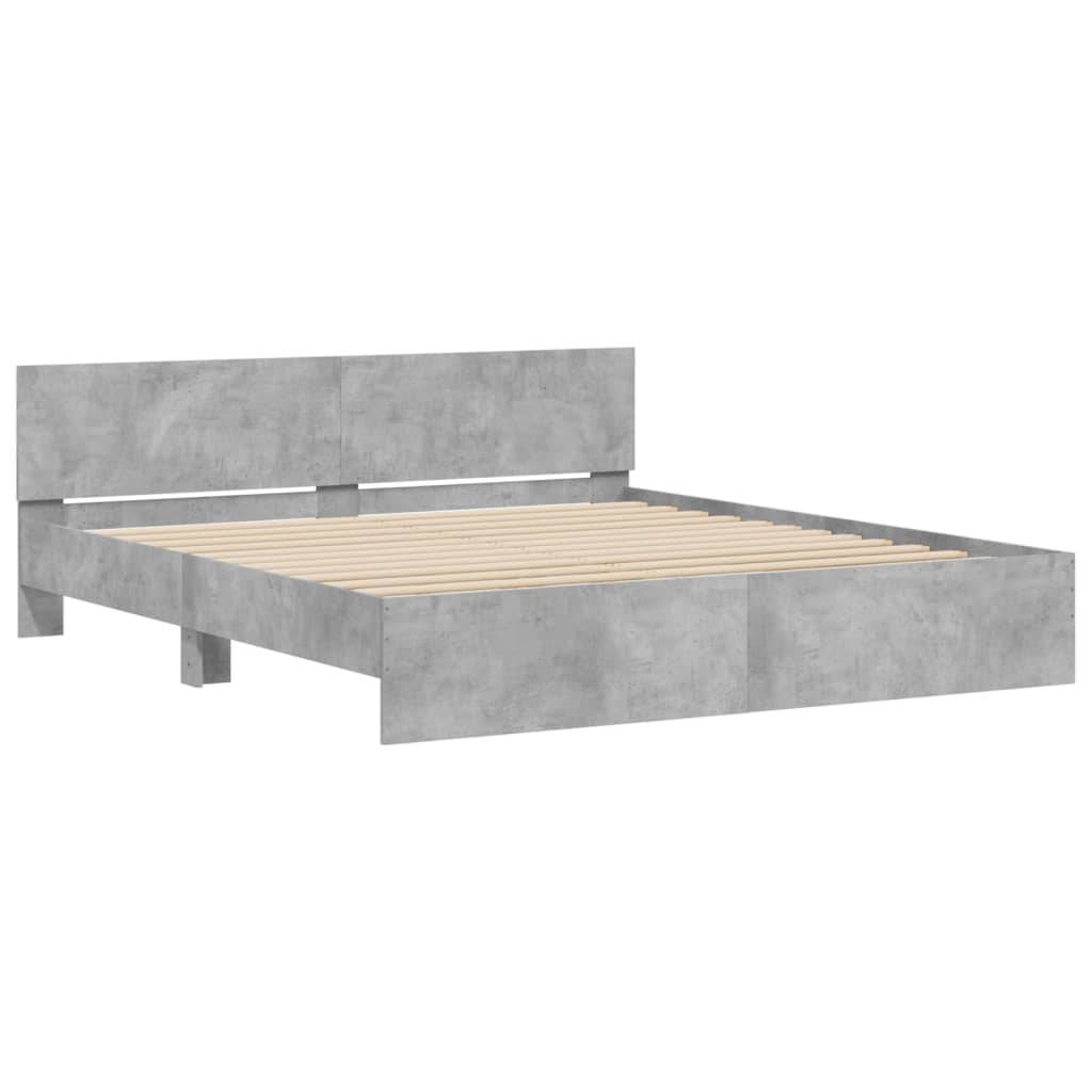 vidaXL Bettgestell mit Kopfteil Betongrau 180x200 cm