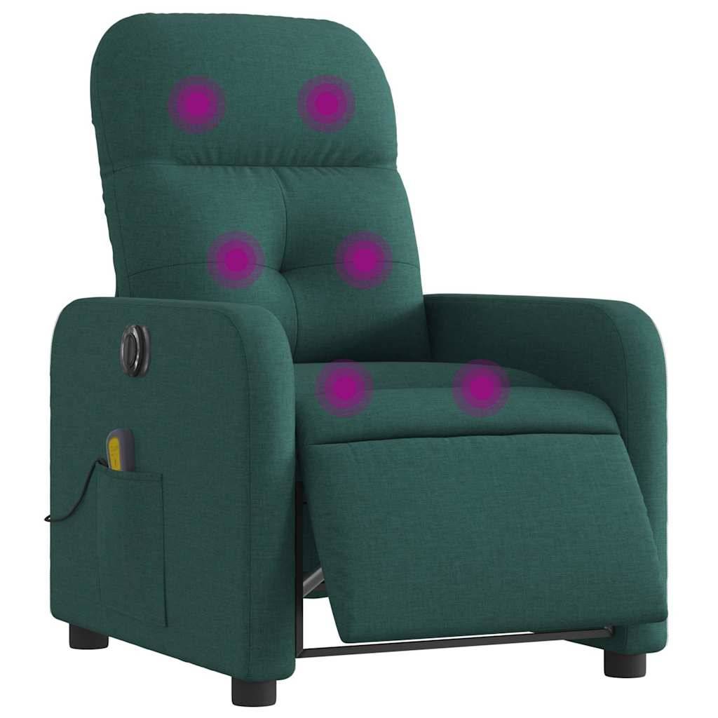 vidaXL Massagesessel Elektrisch Dunkelgrün Stoff