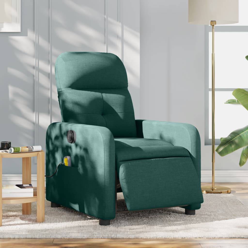 vidaXL Massagesessel Elektrisch Dunkelgrün Stoff