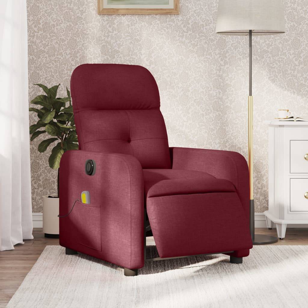 vidaXL Massagesessel Elektrisch Weinrot Stoff
