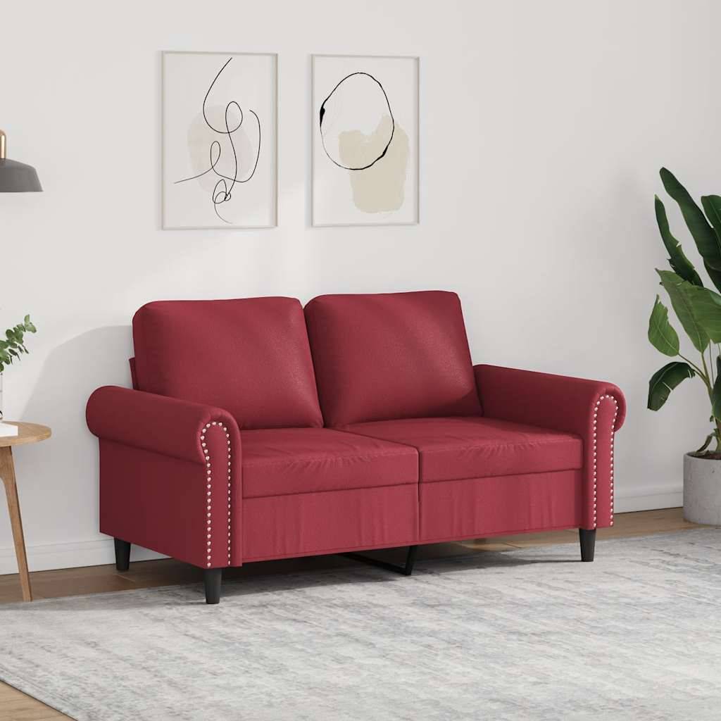 vidaXL 2-Sitzer-Sofa Weinrot 120 cm Kunstleder