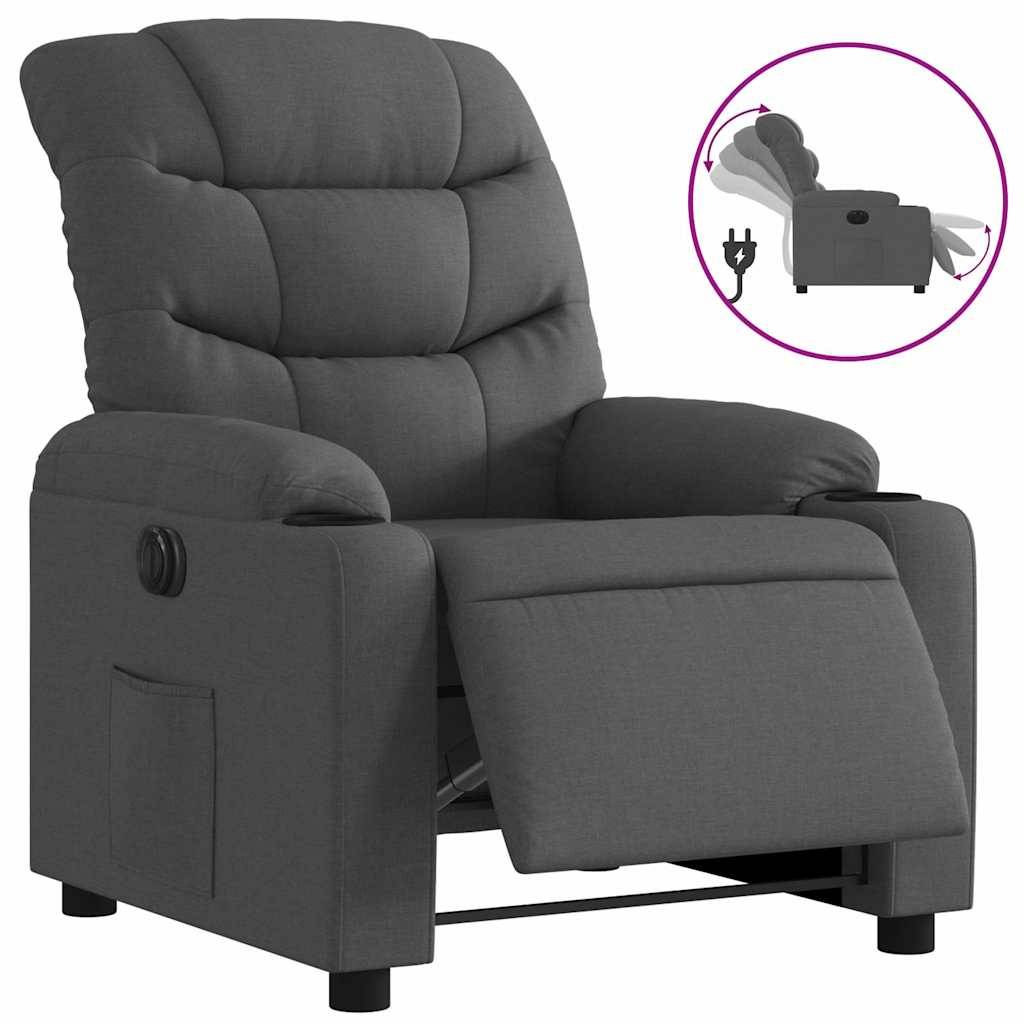 vidaXL Relaxsessel Elektrisch Dunkelgrau Stoff