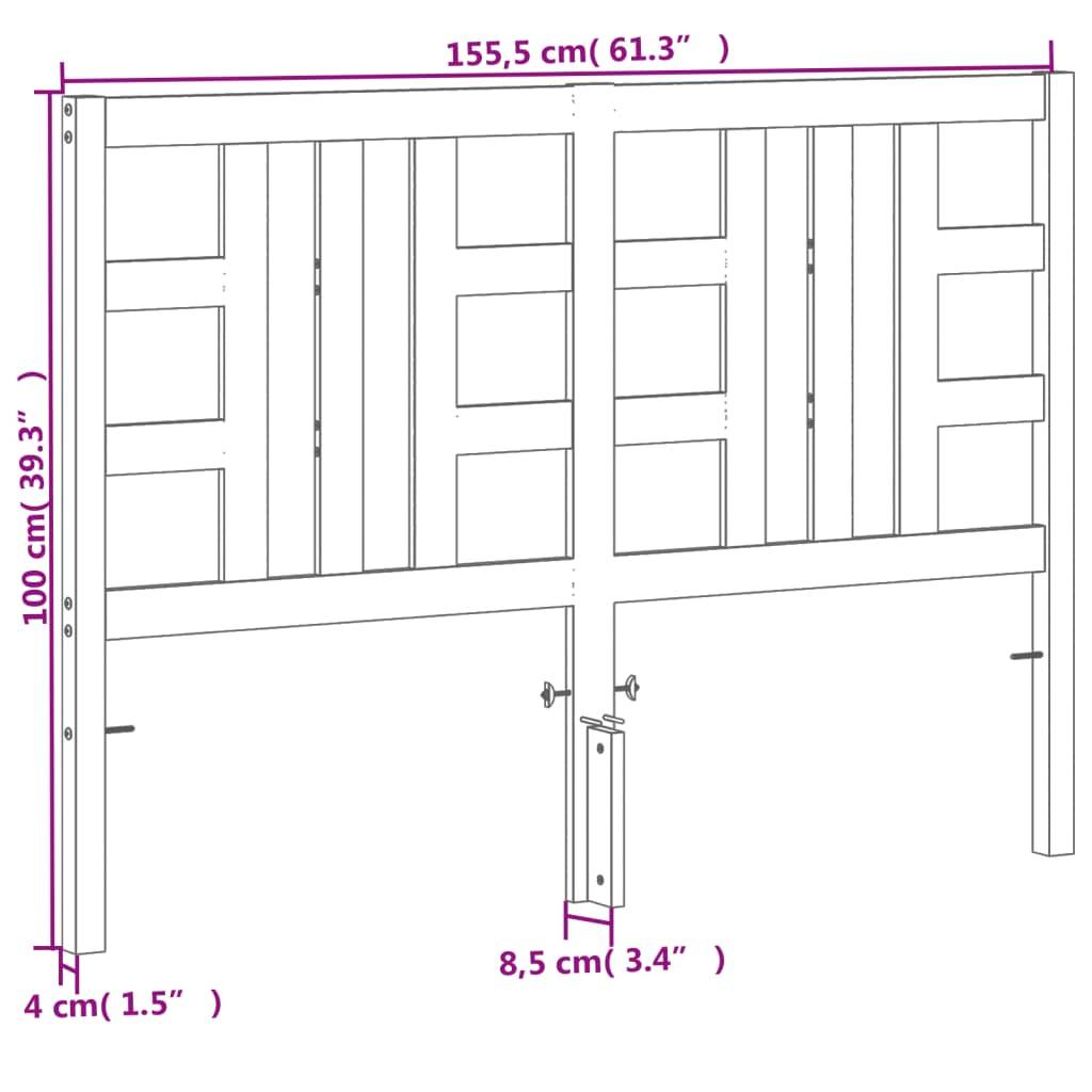 vidaXL Kopfteil Wachsbraun 150 cm Massivholz Kiefer