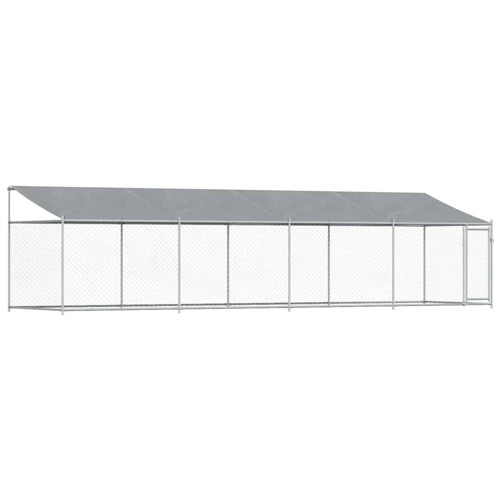 vidaXL Hundezwinger mit Dach und Tür Grau 8x2x2 m Verzinkter Stahl