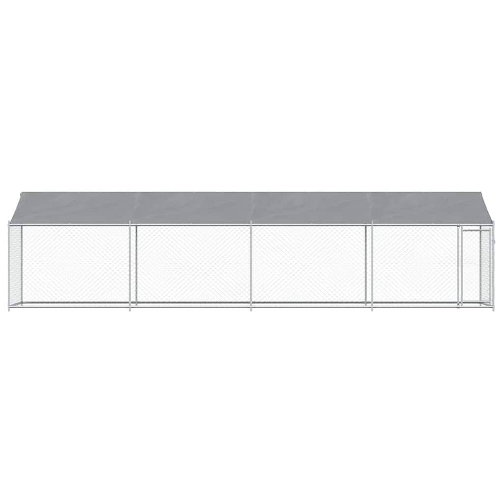 vidaXL Hundezwinger mit Dach und Tür Grau 8x2x2 m Verzinkter Stahl