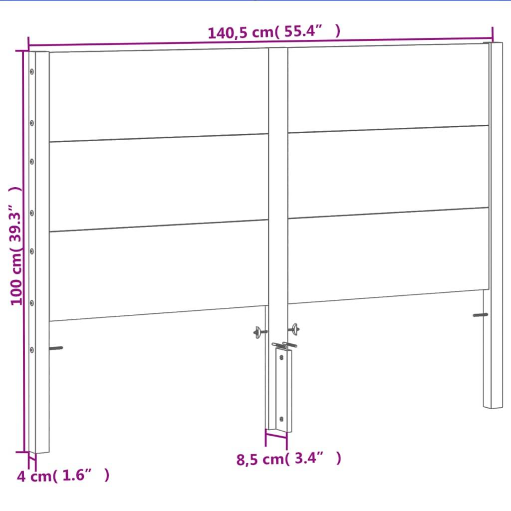 vidaXL Kopfteil Wachsbraun 135 cm Massivholz Kiefer