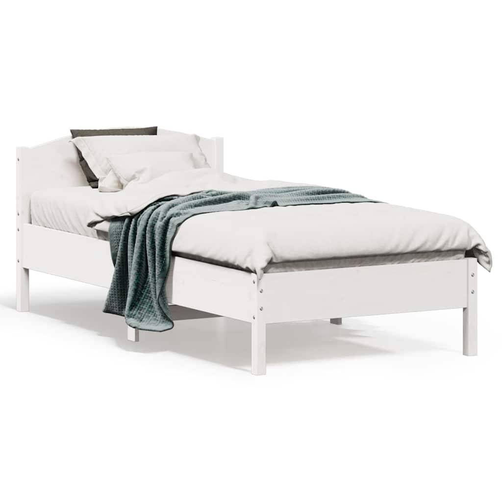 vidaXL Massivholzbett ohne Matratze Weiß 75x190 cm Kiefernholz
