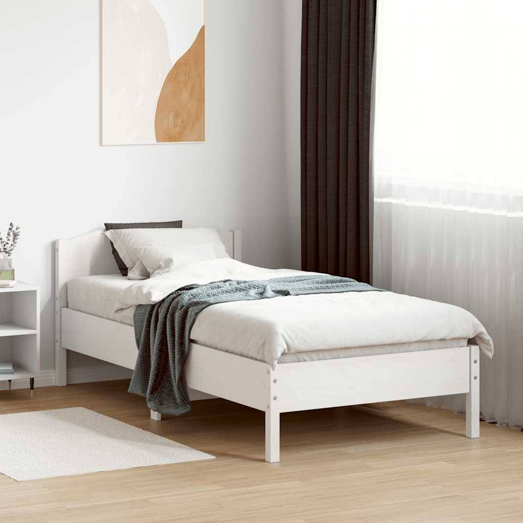 vidaXL Massivholzbett ohne Matratze Weiß 75x190 cm Kiefernholz
