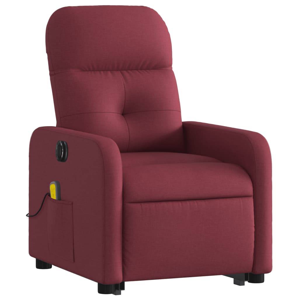 vidaXL Elektrischer Massagesessel mit Aufstehhilfe Weinrot Stoff