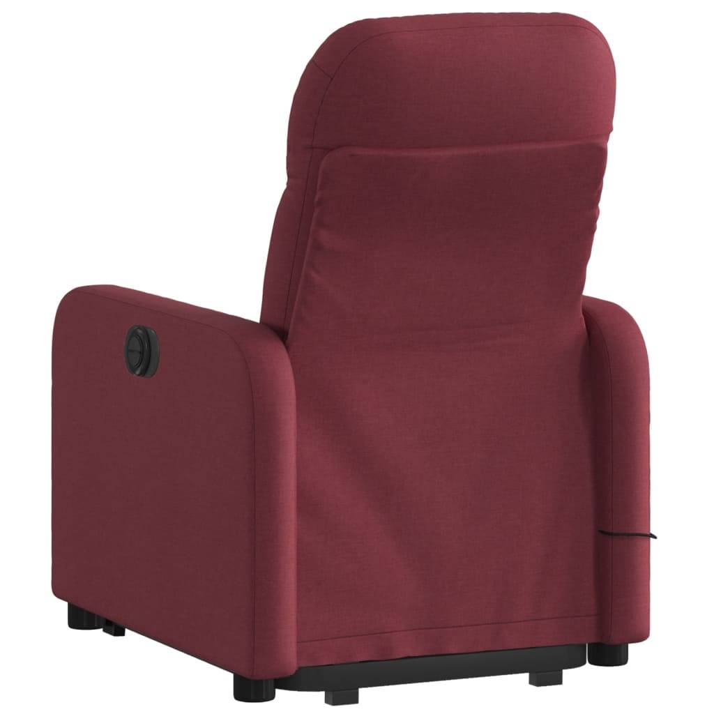 vidaXL Elektrischer Massagesessel mit Aufstehhilfe Weinrot Stoff