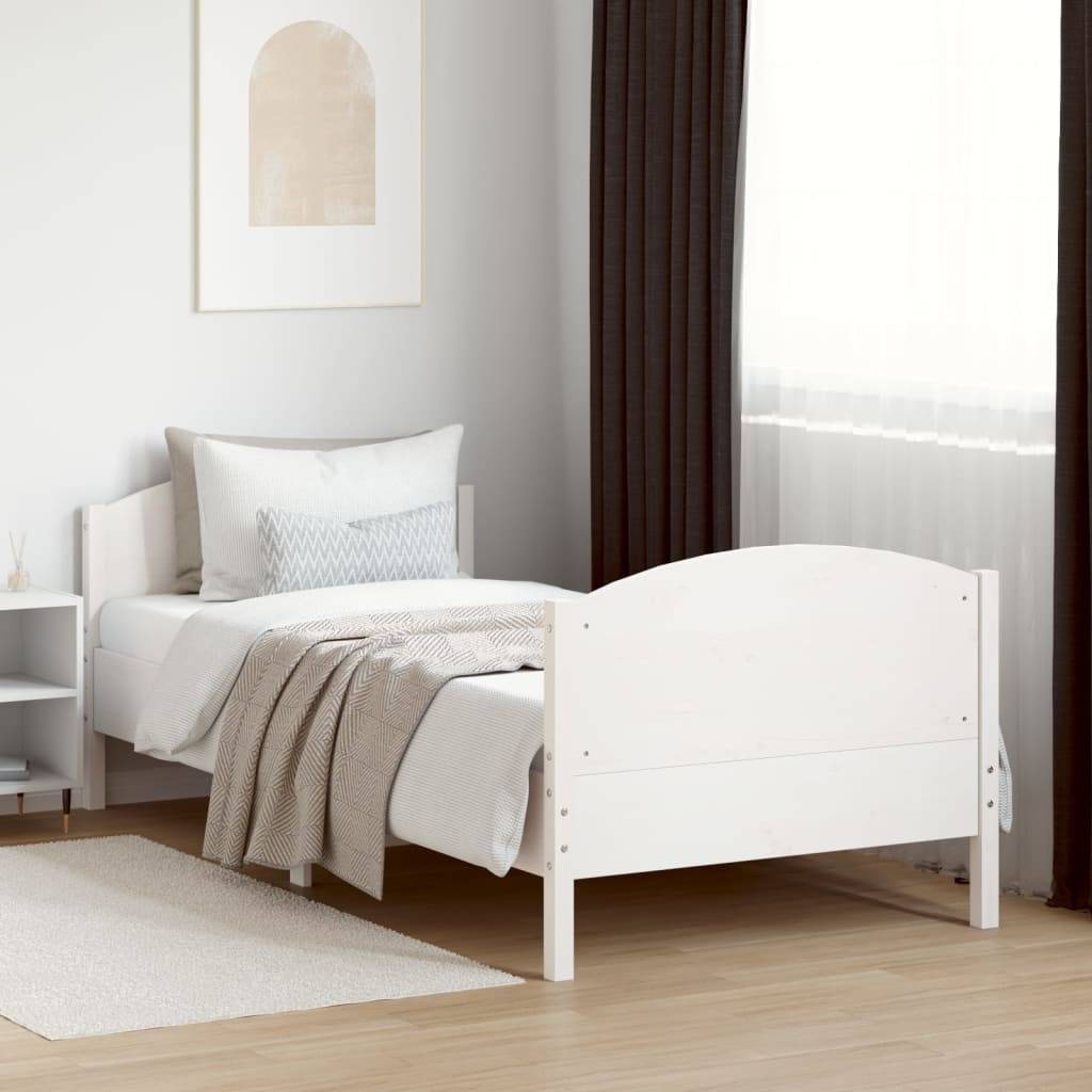 vidaXL Massivholzbett ohne Matratze Weiß 75x190 cm Kiefernholz
