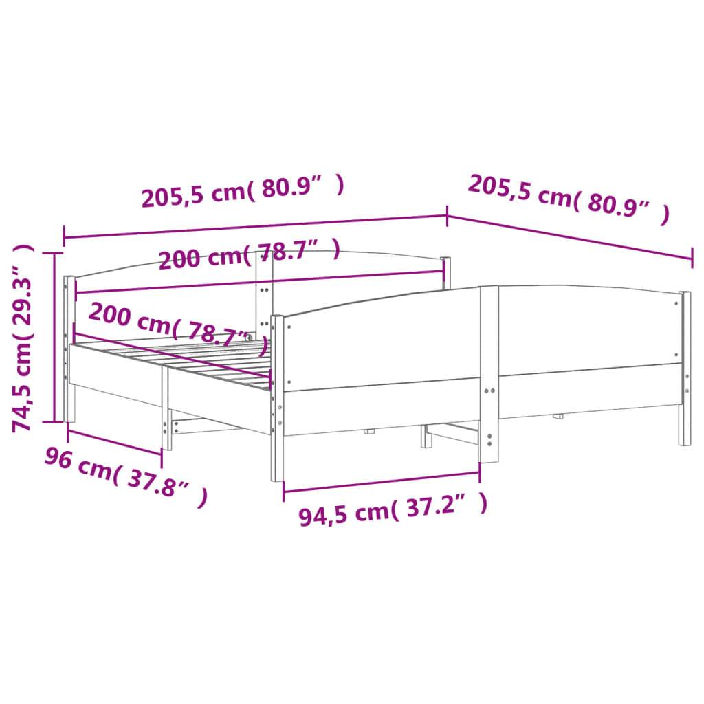 vidaXL Massivholzbett ohne Matratze Weiß 200x200 cm Kiefernholz