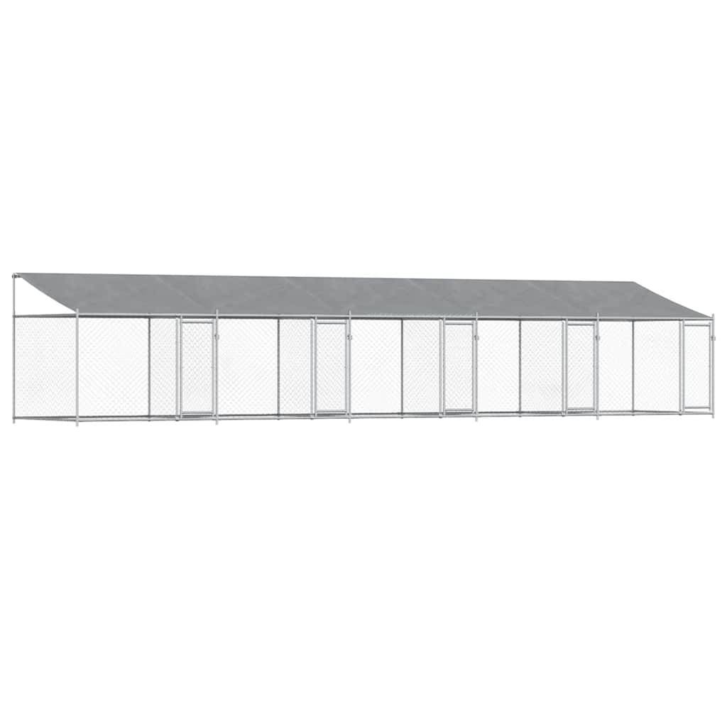vidaXL Hundezwinger mit Dach und Türen Grau 10x2x2 m Verzinkter Stahl