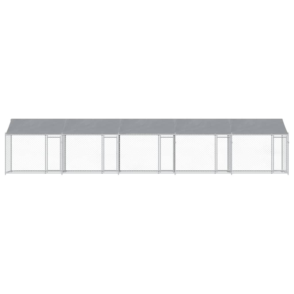 vidaXL Hundezwinger mit Dach und Türen Grau 10x2x2 m Verzinkter Stahl