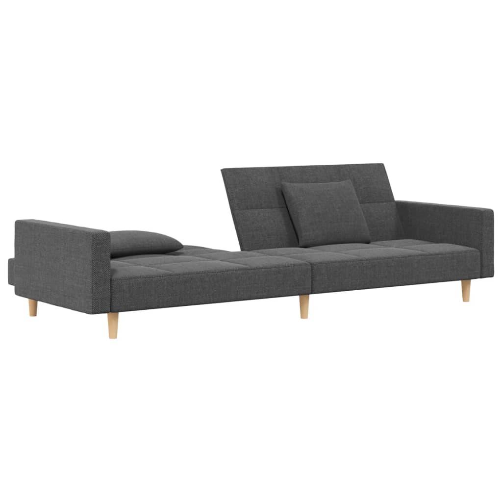 vidaXL Schlafsofa 2-Sitzer mit 2 Kissen Hellgrau Stoff