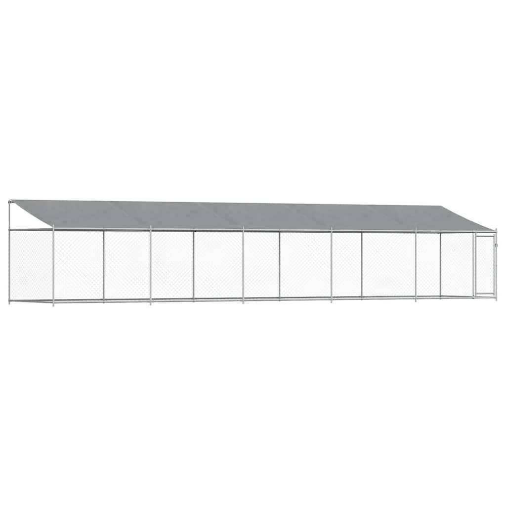 vidaXL Hundezwinger mit Dach und Tür Grau 10x2x2 m Verzinkter Stahl