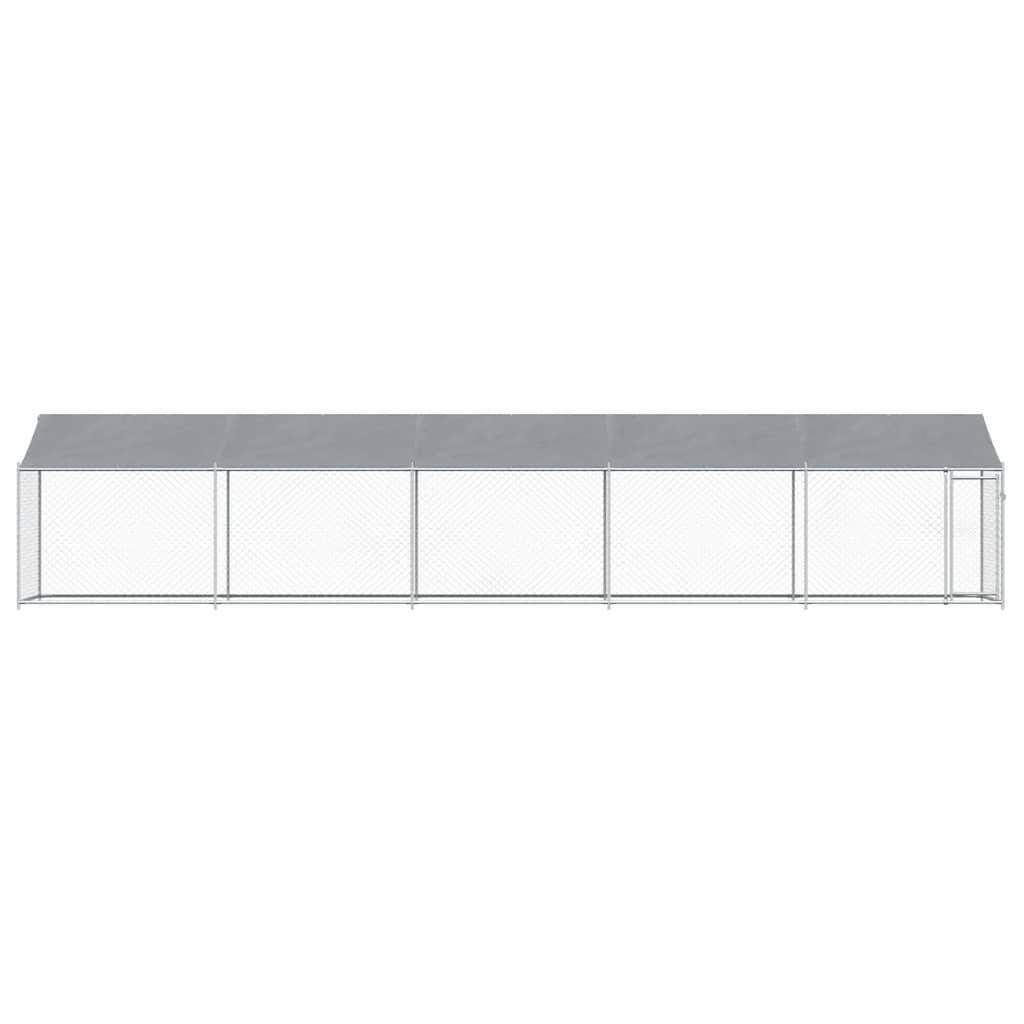 vidaXL Hundezwinger mit Dach und Tür Grau 10x2x2 m Verzinkter Stahl