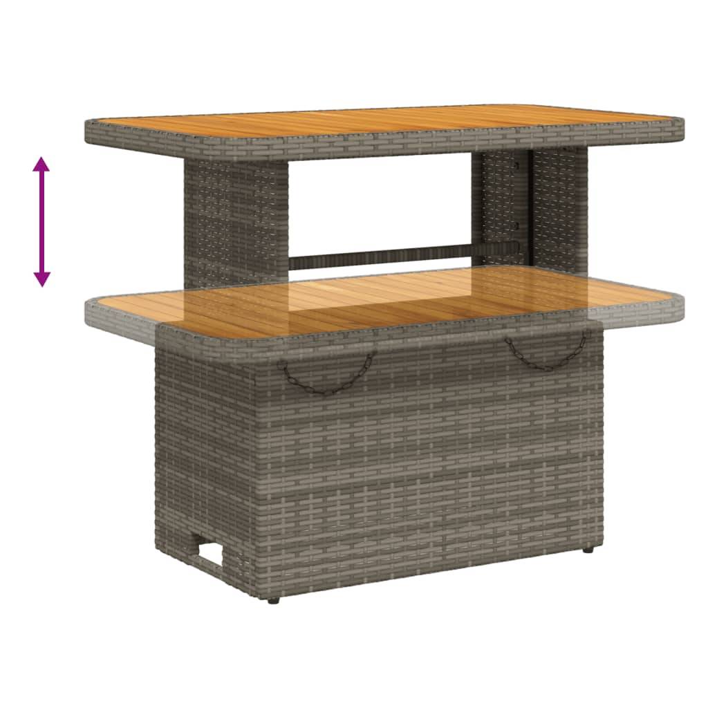vidaXL Gartentisch Grau 90x55x71 cm Poly Rattan und Akazienholz