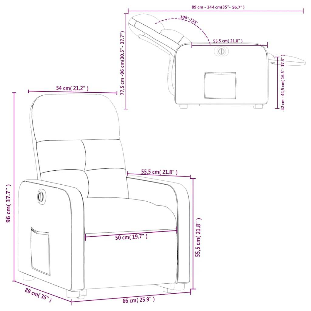 vidaXL Relaxsessel mit Aufstehhilfe Elektrisch Taupe Stoff