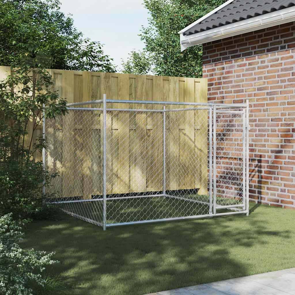 vidaXL Hundezwinger mit Tür Grau 2x2x1,5 m Verzinkter Stahl