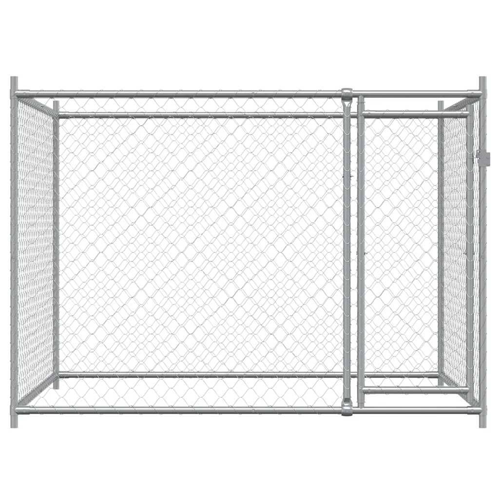 vidaXL Hundezwinger mit Tür Grau 2x2x1,5 m Verzinkter Stahl