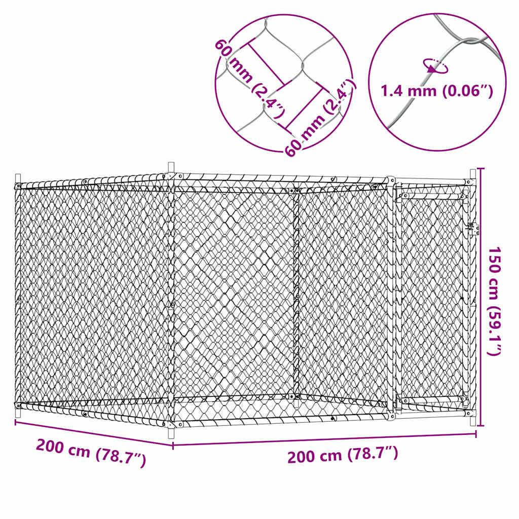 vidaXL Hundezwinger mit Tür Grau 2x2x1,5 m Verzinkter Stahl