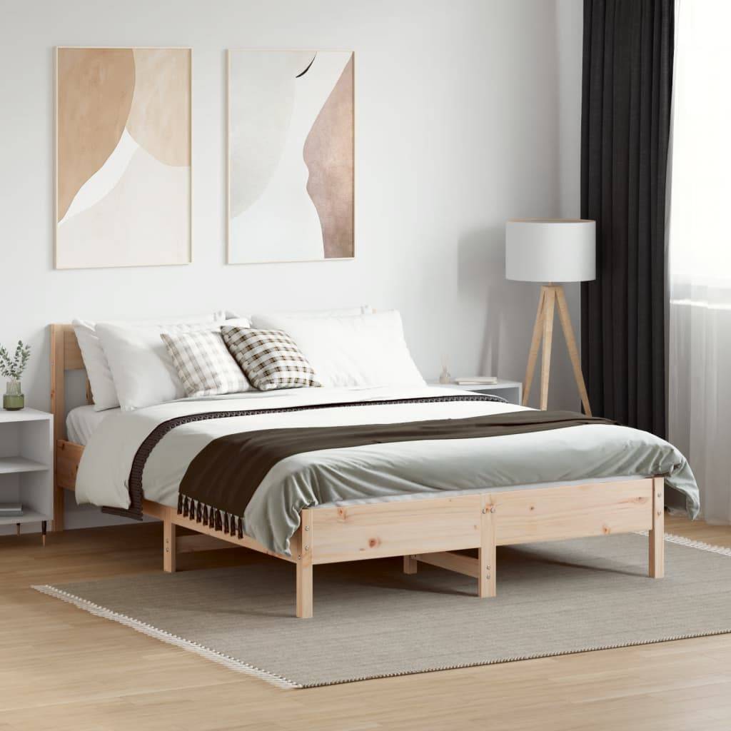 vidaXL Massivholzbett ohne Matratze 135x190 cm Kiefernholz