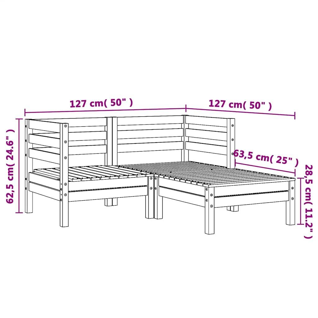 vidaXL Gartensofa 2-Sitzer mit Hocker Kiefernholz Imprägniert