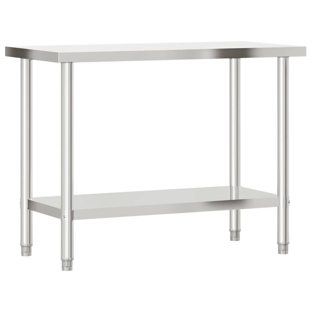 vidaXL Küchen-Arbeitstisch mit Aufsatzboard 110x55x120 cm Edelstahl