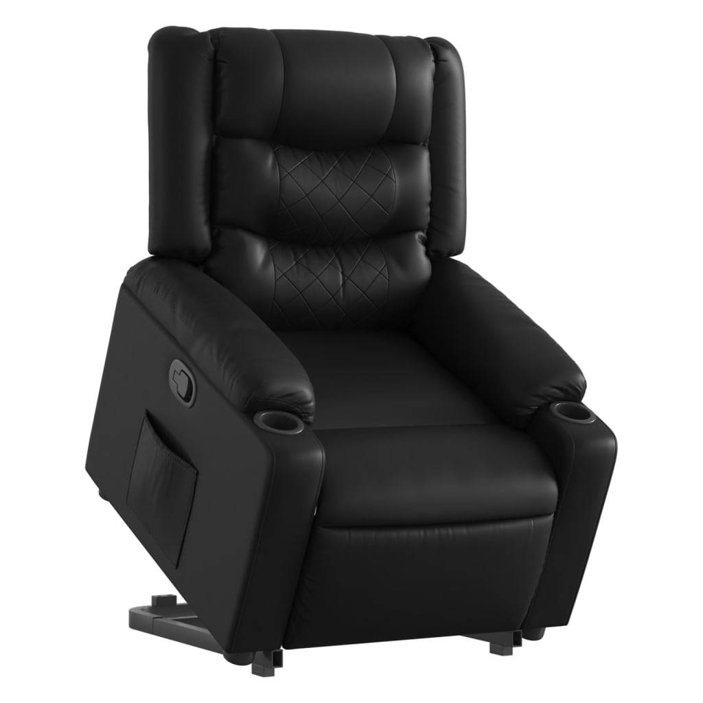 vidaXL Relaxsessel mit Aufstehhilfe Schwarz Kunstleder