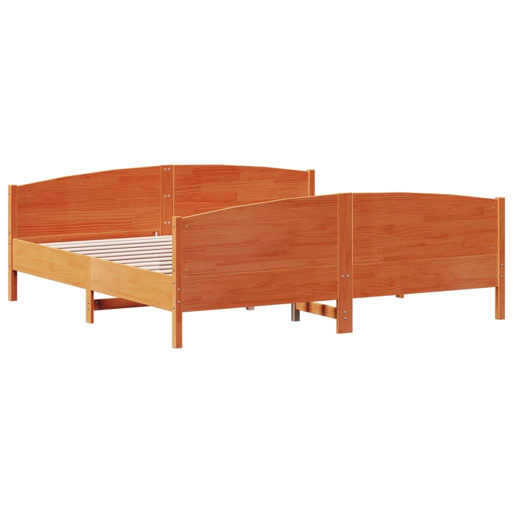 vidaXL Massivholzbett ohne Matratze Wachsbraun 200x200 Kiefernholz