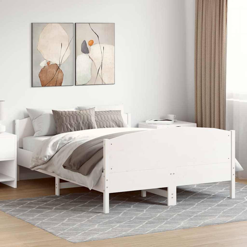 vidaXL Massivholzbett ohne Matratze Weiß 150x200 cm Kiefernholz