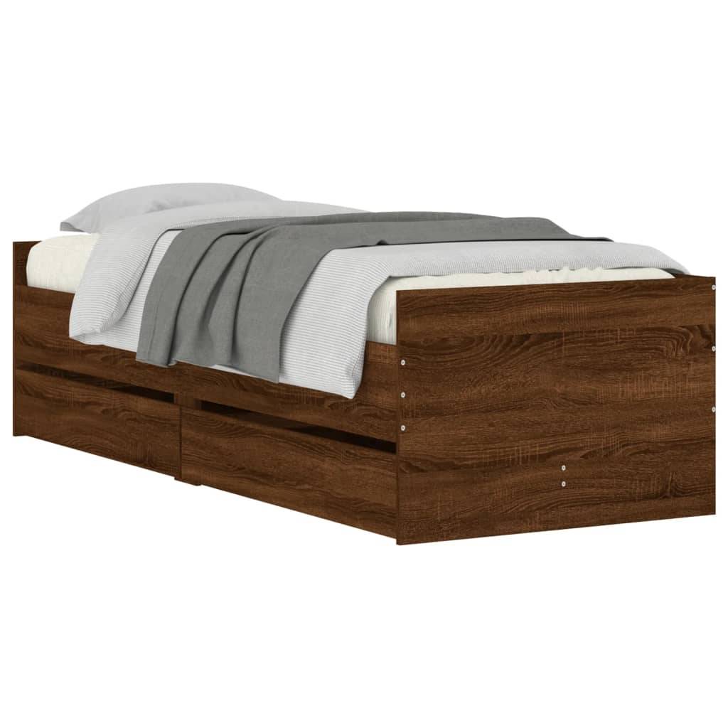 vidaXL Bett mit Schubladen Braun Eiche-Optik 75x190 cm