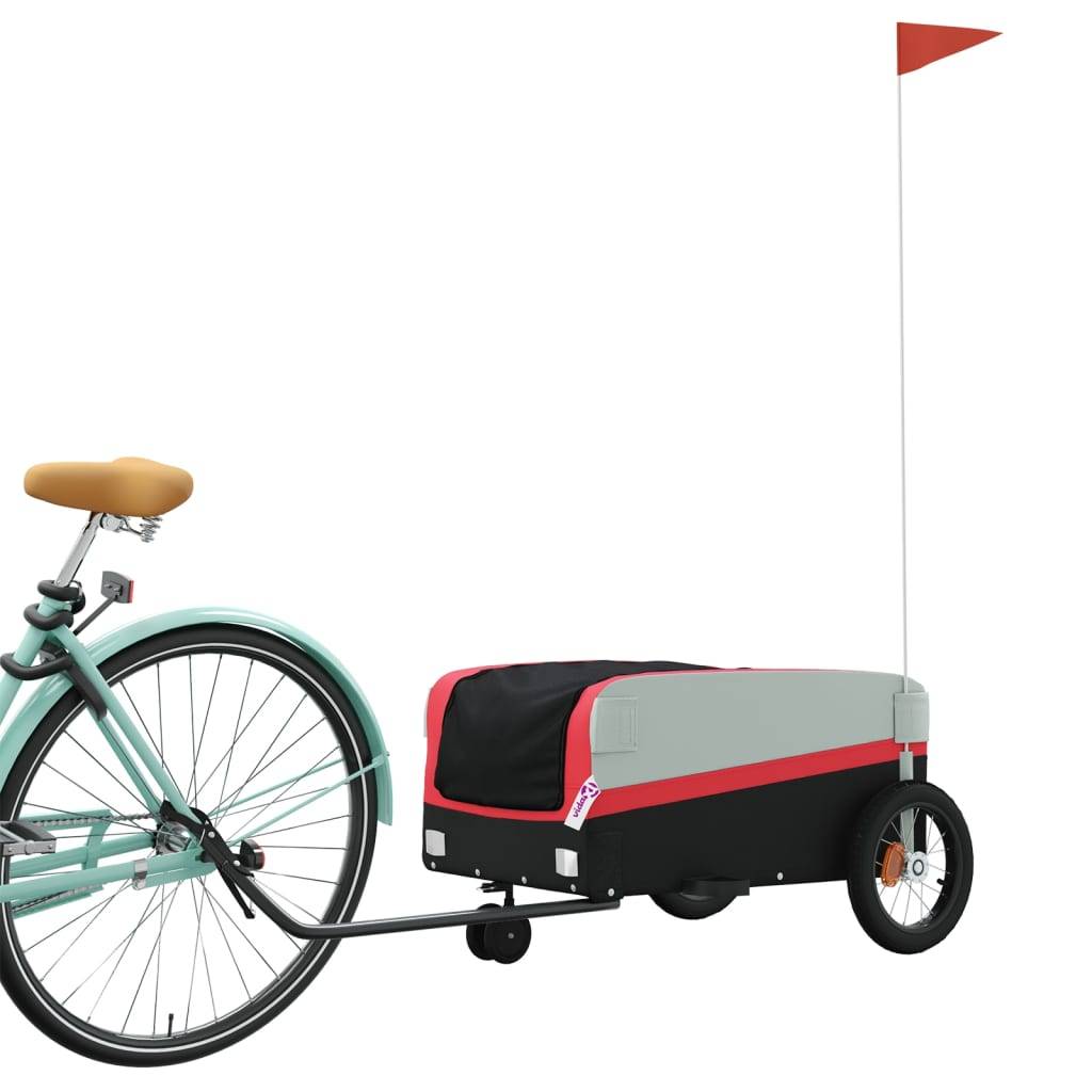 vidaXL Fahrradanhänger Schwarz und Rot 30 kg Eisen