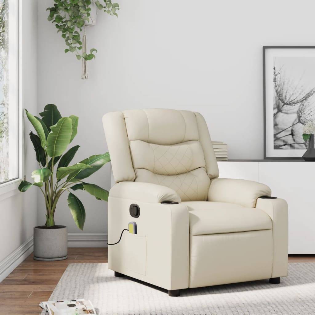 vidaXL Massagesessel Creme Kunstleder