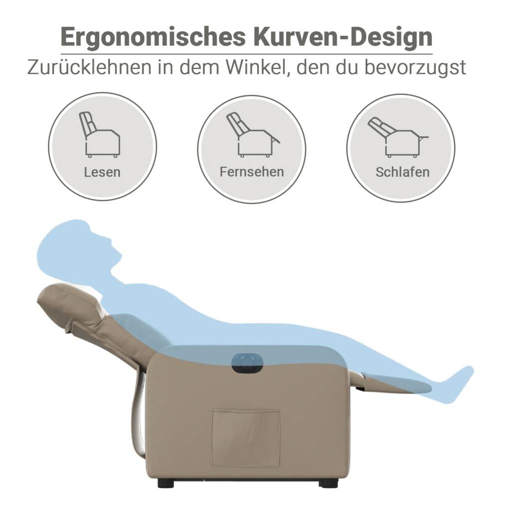 vidaXL Relaxsessel mit Aufstehhilfe Elektrisch Cappuccino Kunstleder